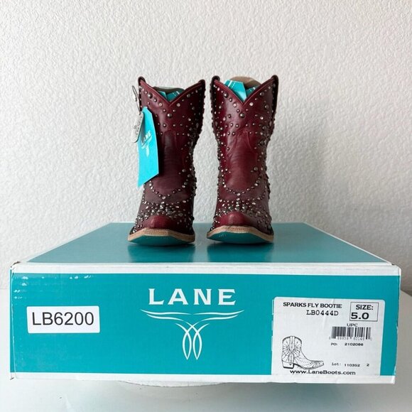 NEW Lane SPARKS FLY Womens Cowboy Bootie 5 Red Western Cowgirl Boots Pointed Toe - Picture 9 of 10